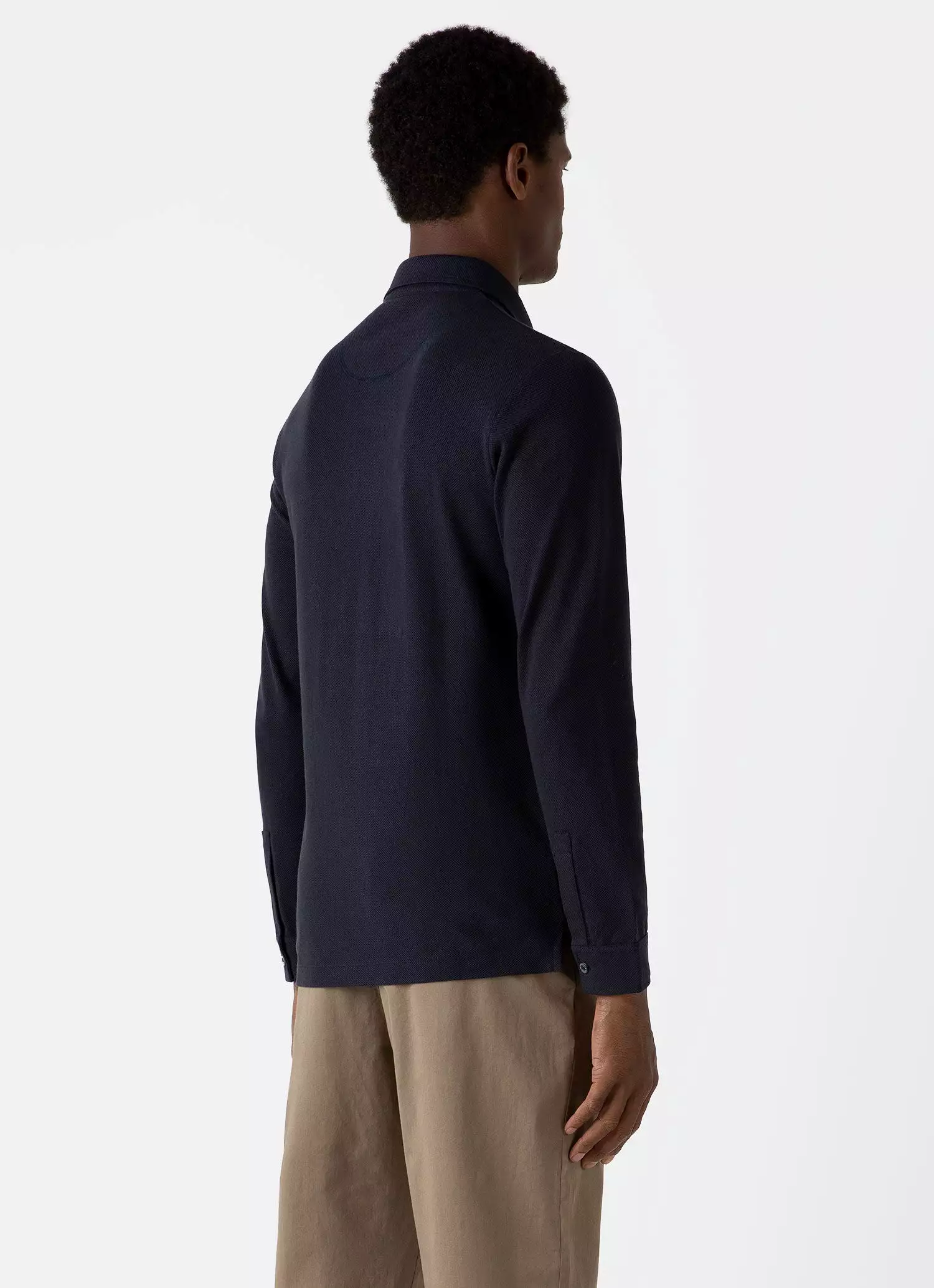 Men's WM Brown Long Sleeve Polo Shirt in Navy