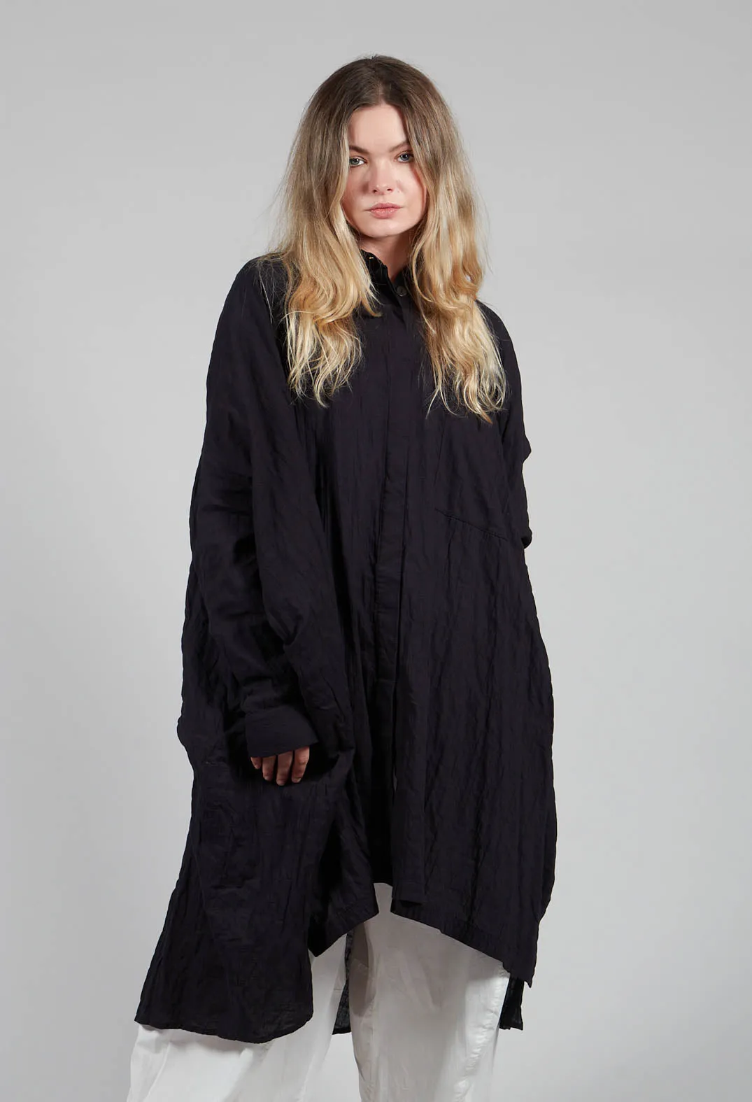 Oversized Longline Shirt in Black