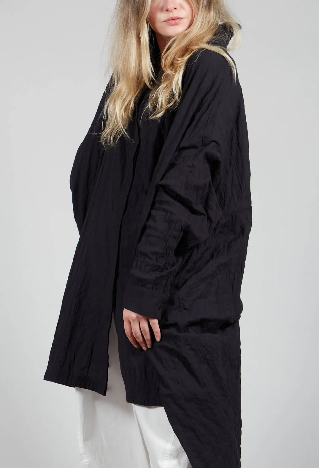 Oversized Longline Shirt in Black