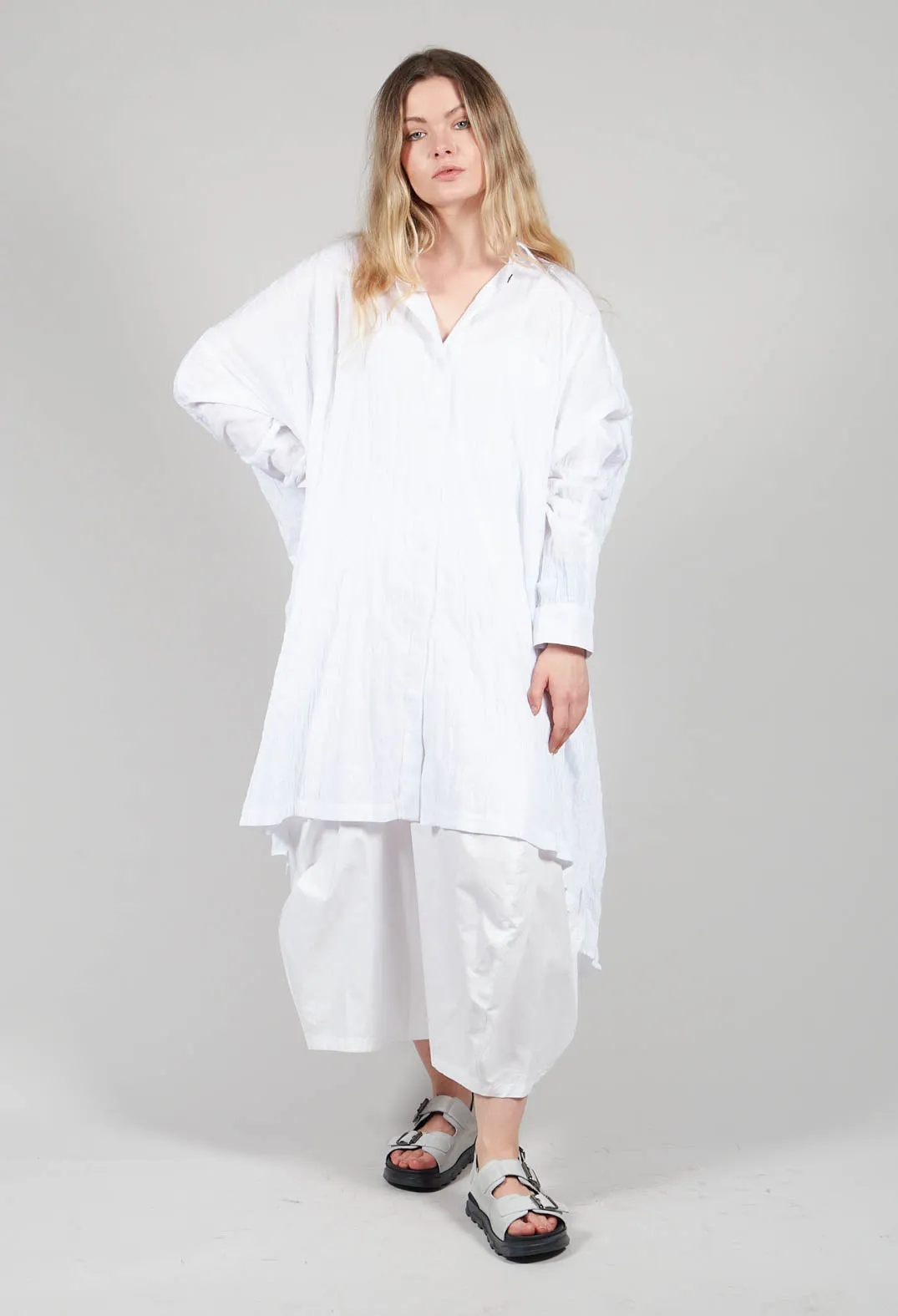 Oversized Longline Shirt in White