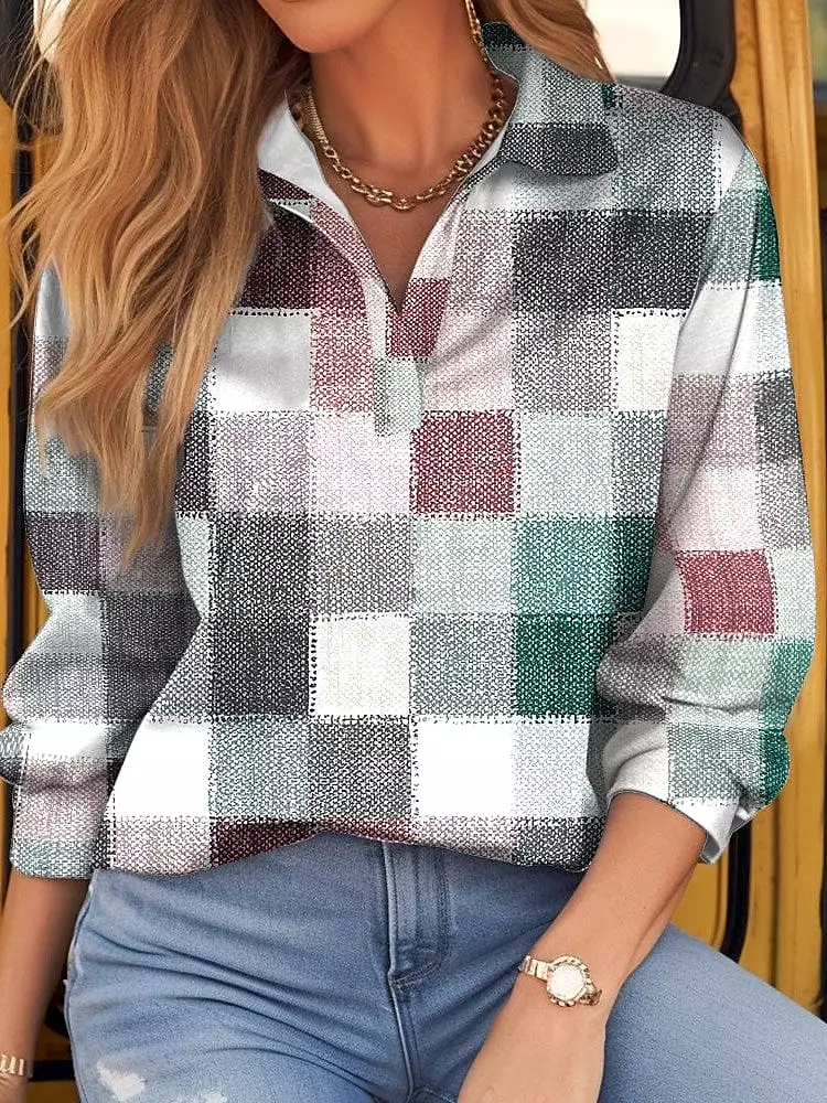 Plaid Print Women's Long Sleeve T-shirt