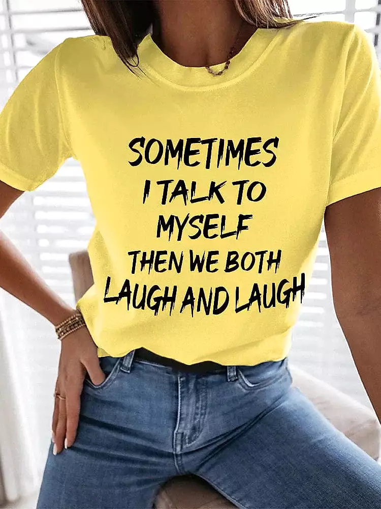 Playful Women's Cotton T-shirt with Witty Quote Print