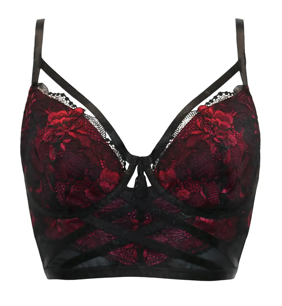 Pour Moi After Hours Padded Longline Underwire Bra (27501) - Red/Black