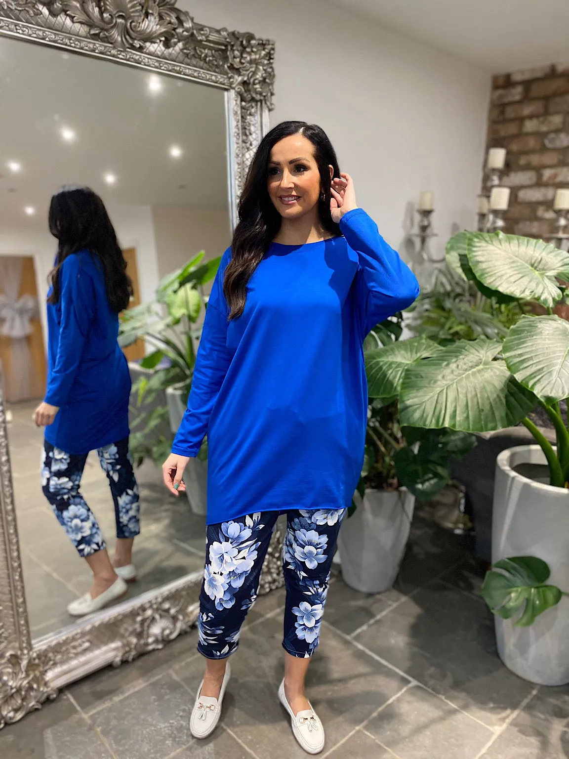 Royal Blue Two Pocket Longline Top Jenna