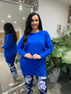 Royal Blue Two Pocket Longline Top Jenna