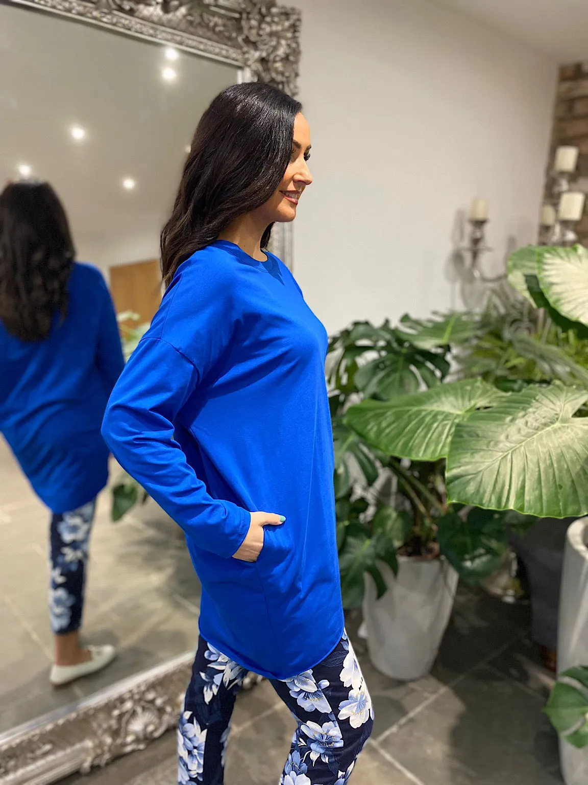 Royal Blue Two Pocket Longline Top Jenna