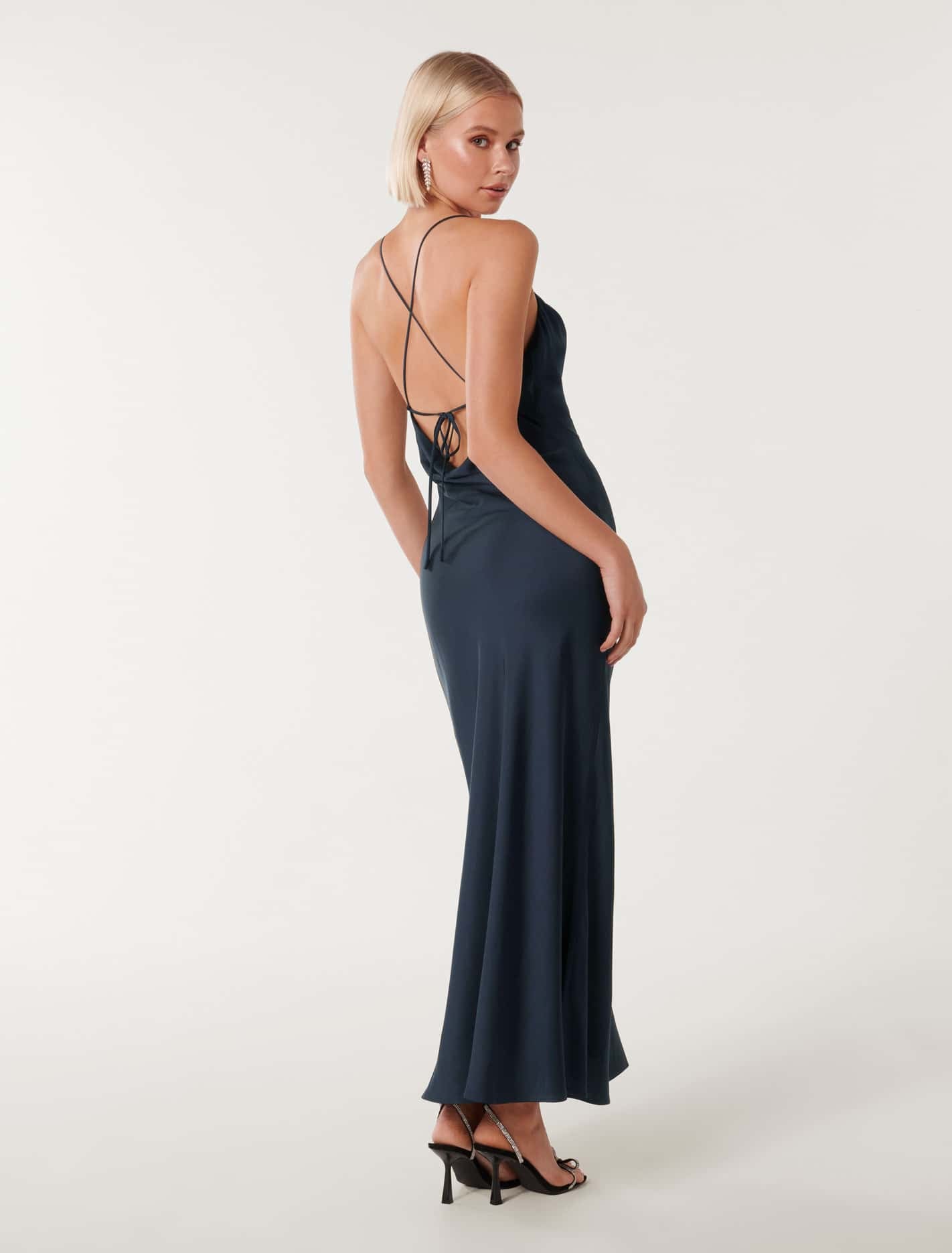 Ruby Tie Back Satin Maxi Dress