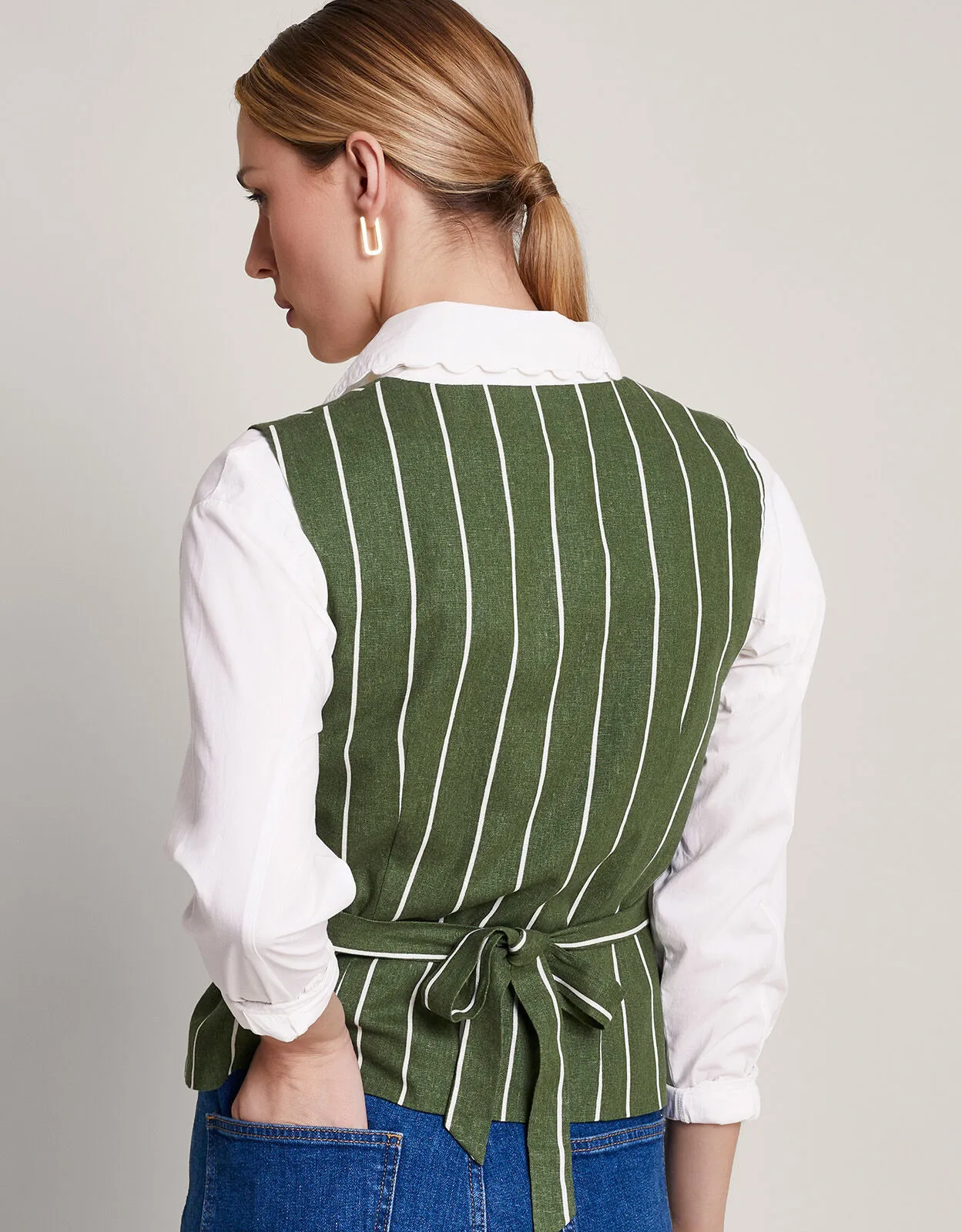 Susan Stripe Waistcoat Green