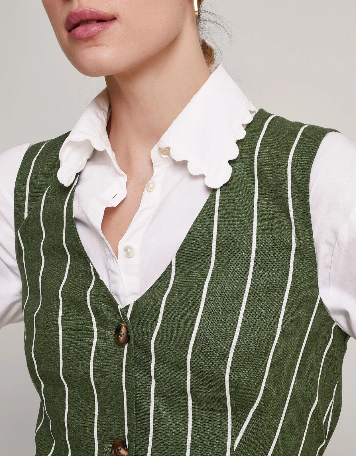 Susan Stripe Waistcoat Green