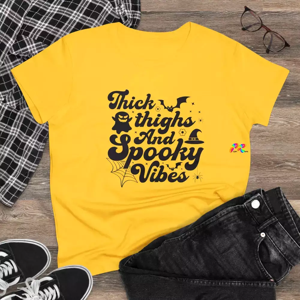 Thick Thighs Spooky Vibes Cotton T-Shirt