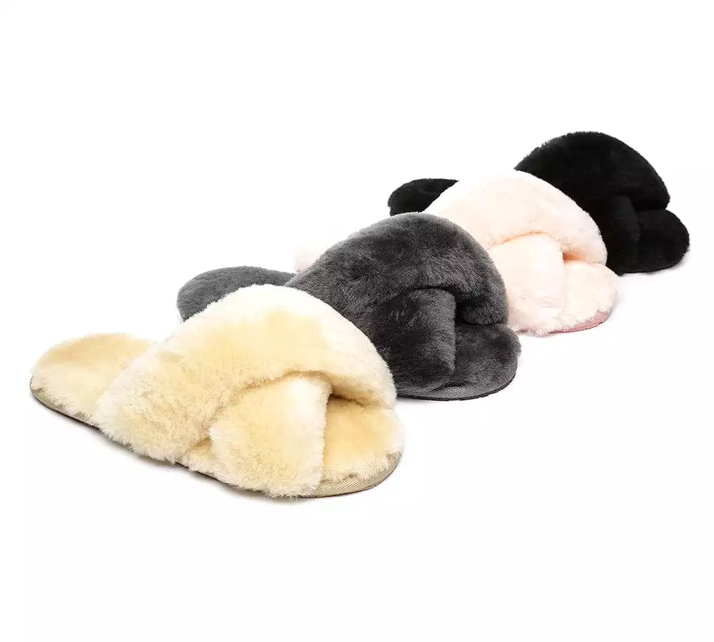 UGG Australian Shepherd Cross Fluffy Slides Linty