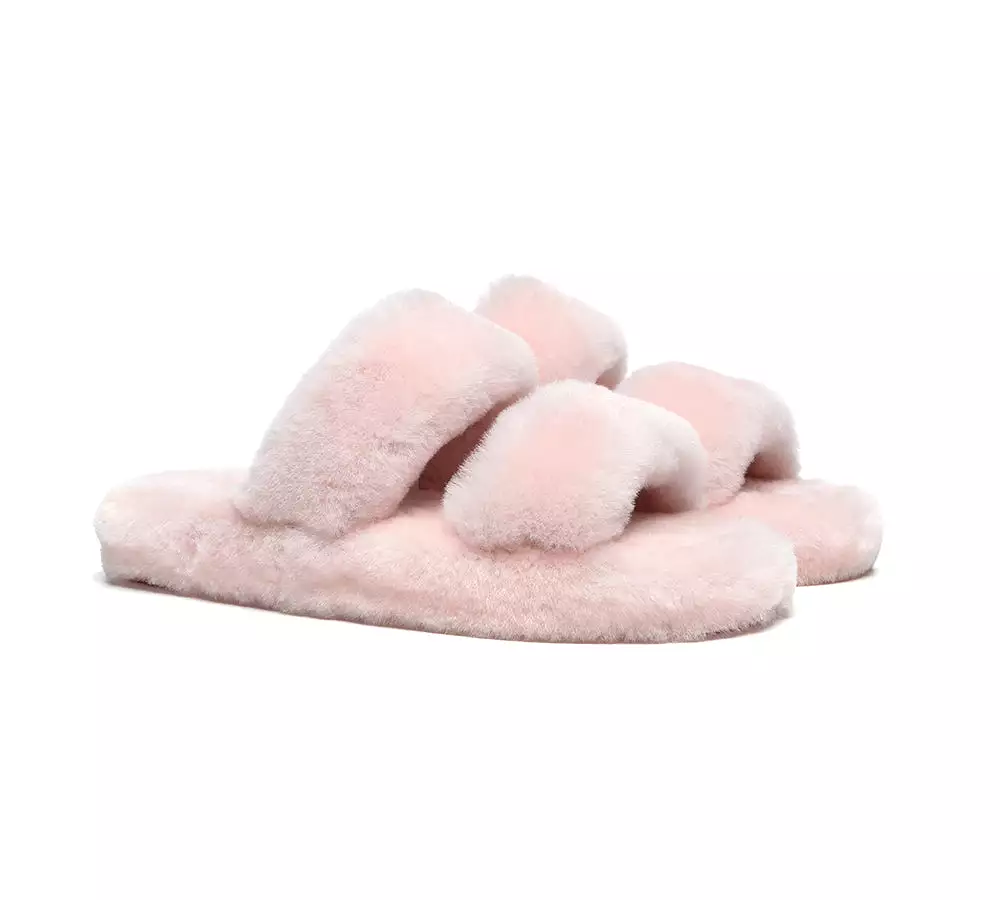 UGG Australian Shepherd Double Strap Fluffy Slides Women Jessica