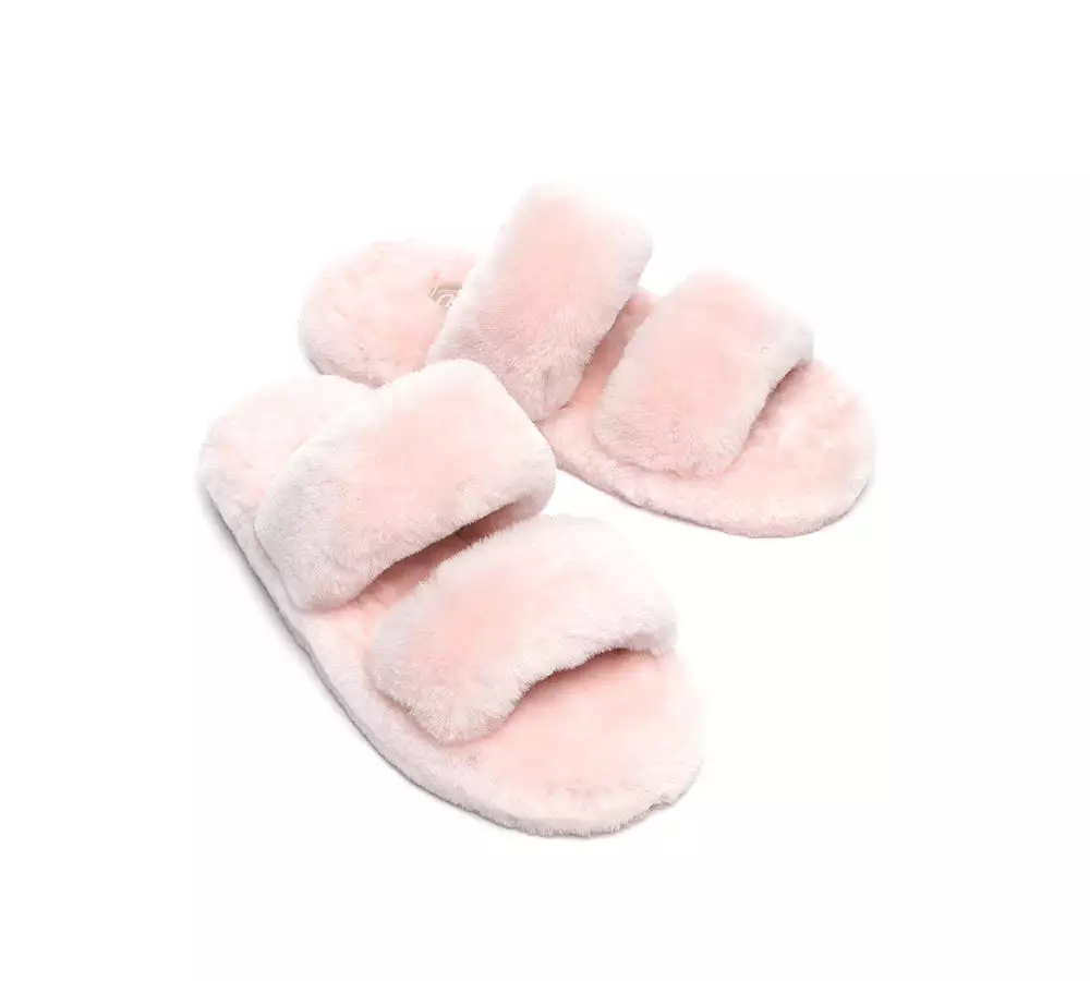 UGG Australian Shepherd Double Strap Fluffy Slides Women Jessica