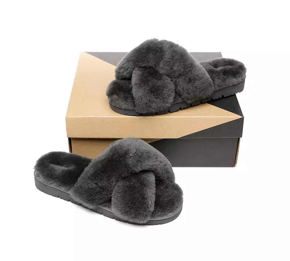 UGG Australian Shepherd Leanna Scuff Women Fluff Cross Slides