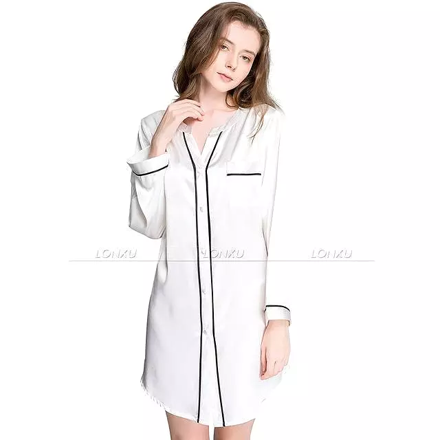 Women Silk Night Dress Sleepshirt