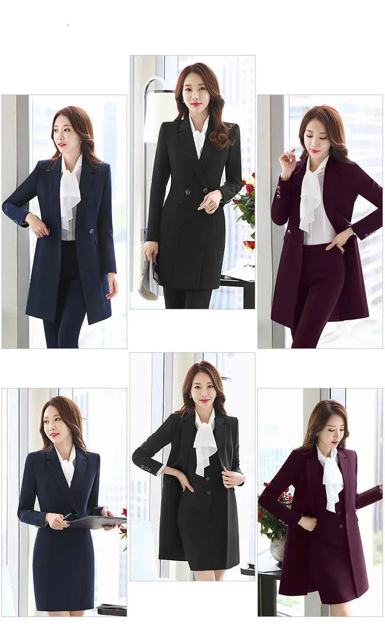 Women's Formal Business Style Blazer with Skirt Office Work Wear Set