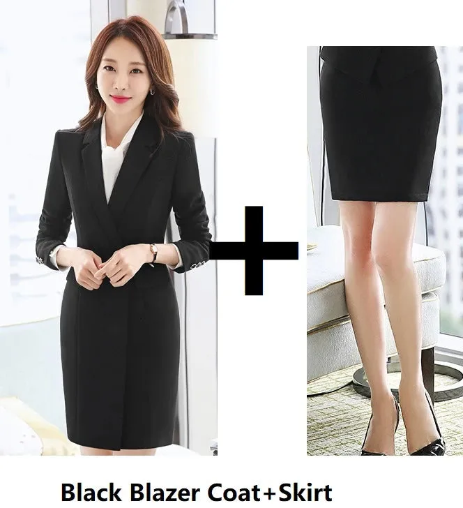 Women's Formal Business Style Blazer with Skirt Office Work Wear Set