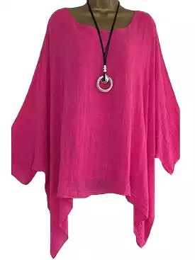 Women's Plus Size Asymmetric 3/4 Sleeve Shirt Blouse Black White Pink