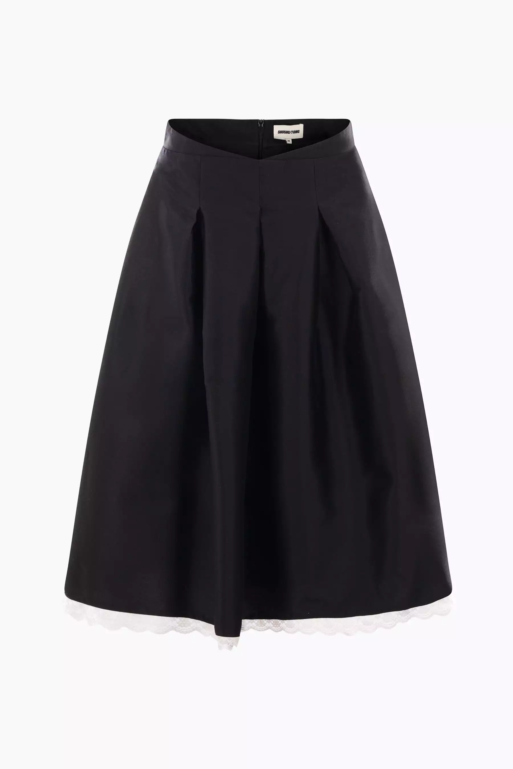 wool and silk A-line midi skirt