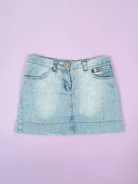 Y2K Denim mini-skirt lightwash faded blue - size S