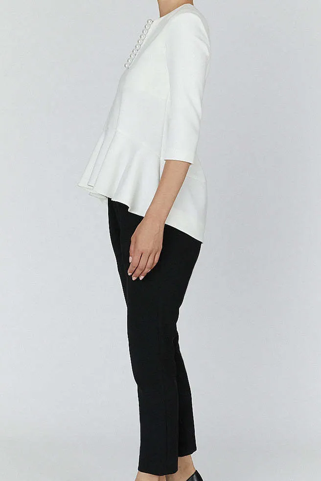 YOKOCHAN  |Cropped Plain With Jewels Formal Style  Shirts & Blouses